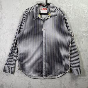 Robert Graham Men's Dress Shirt XL Blue Stripe 100% Cotton Classic Fit Button Up